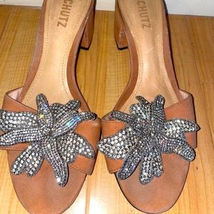 Schutz embellished slip on sandals